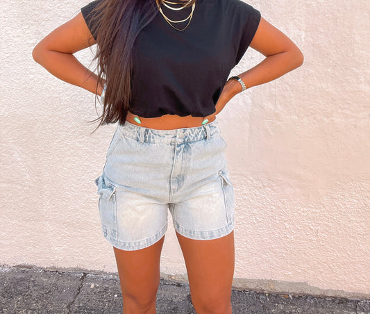Cargo Denim Shorts