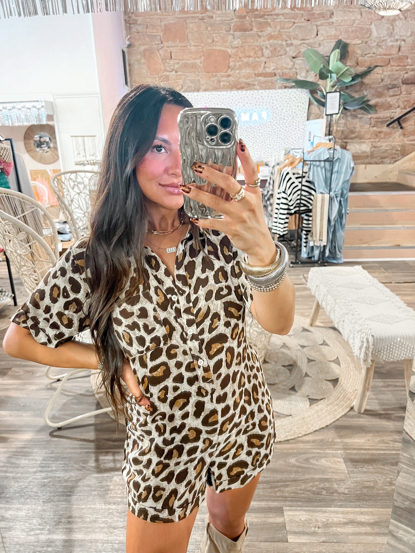 Renee Leopard Romper