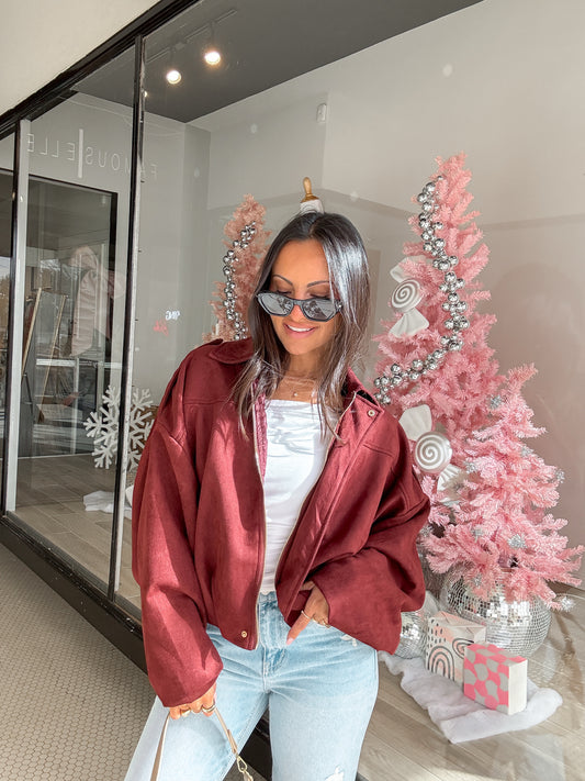 Cranberry Bomber Jacket