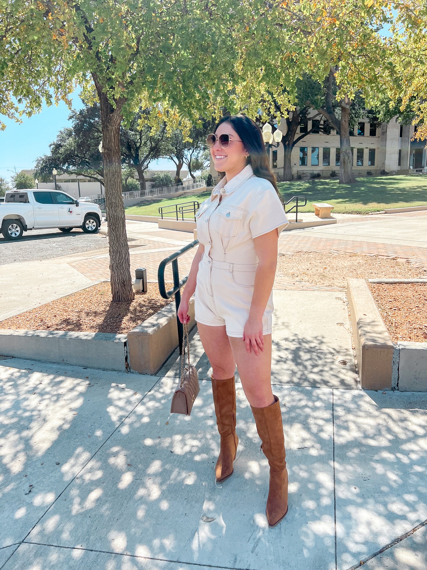 Ivory Denim Romper