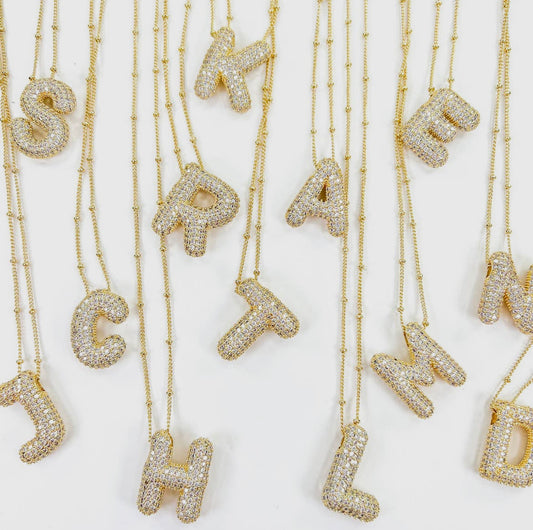 CZ Balloon Initial Necklace