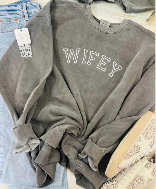 Embroidered Wifey Sweater