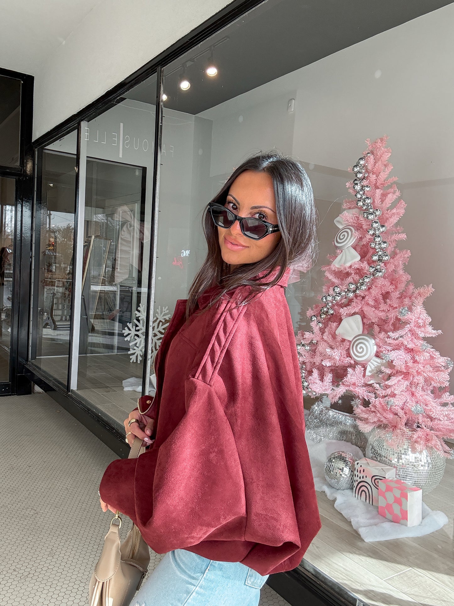 Cranberry Bomber Jacket