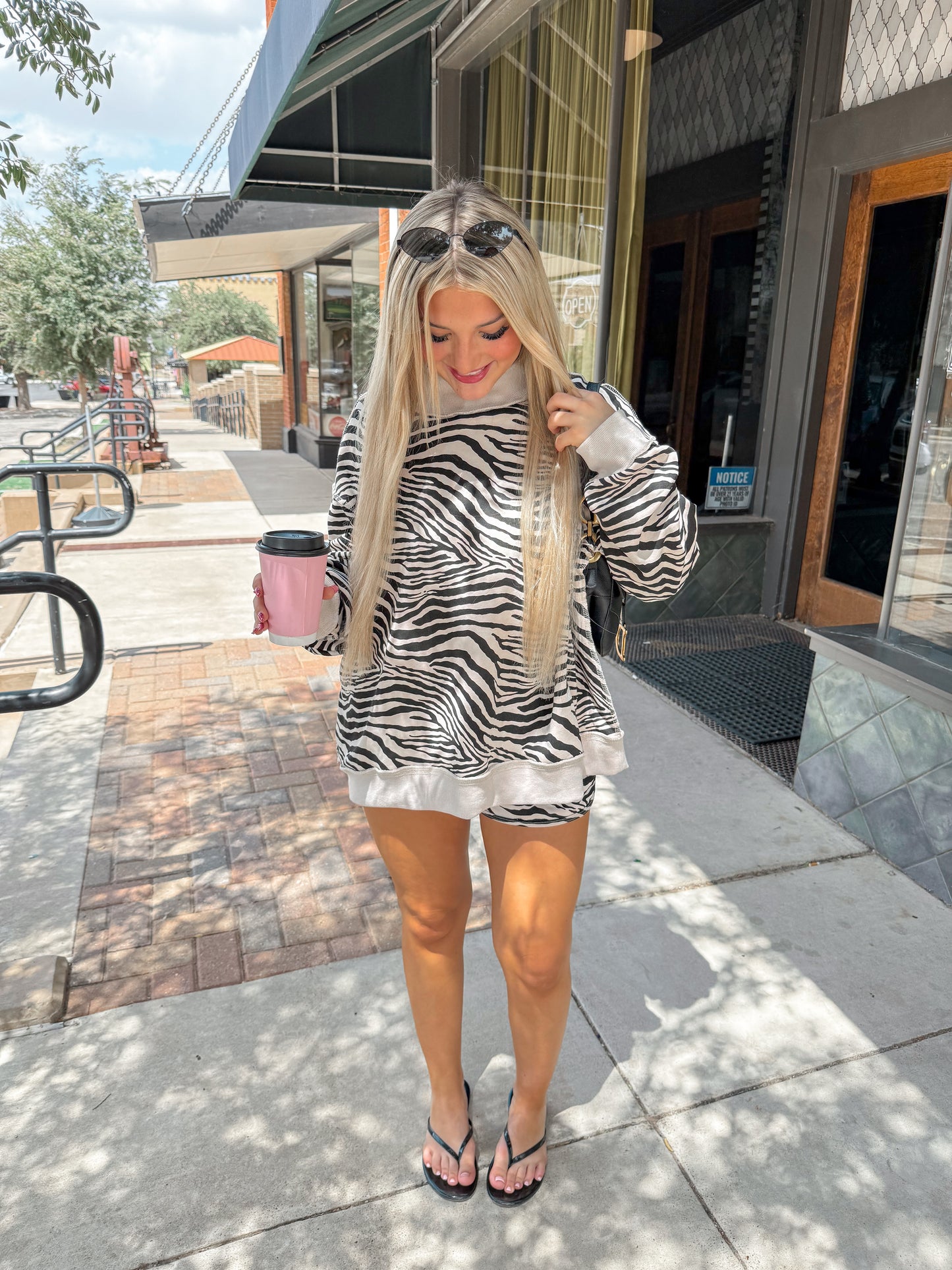 Zebra Mock-neck Sweater