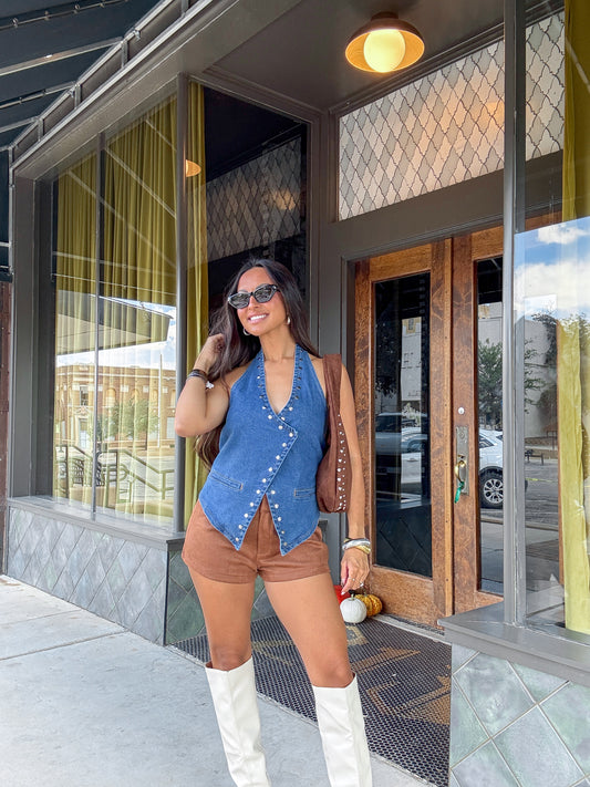 Stud Denim Top