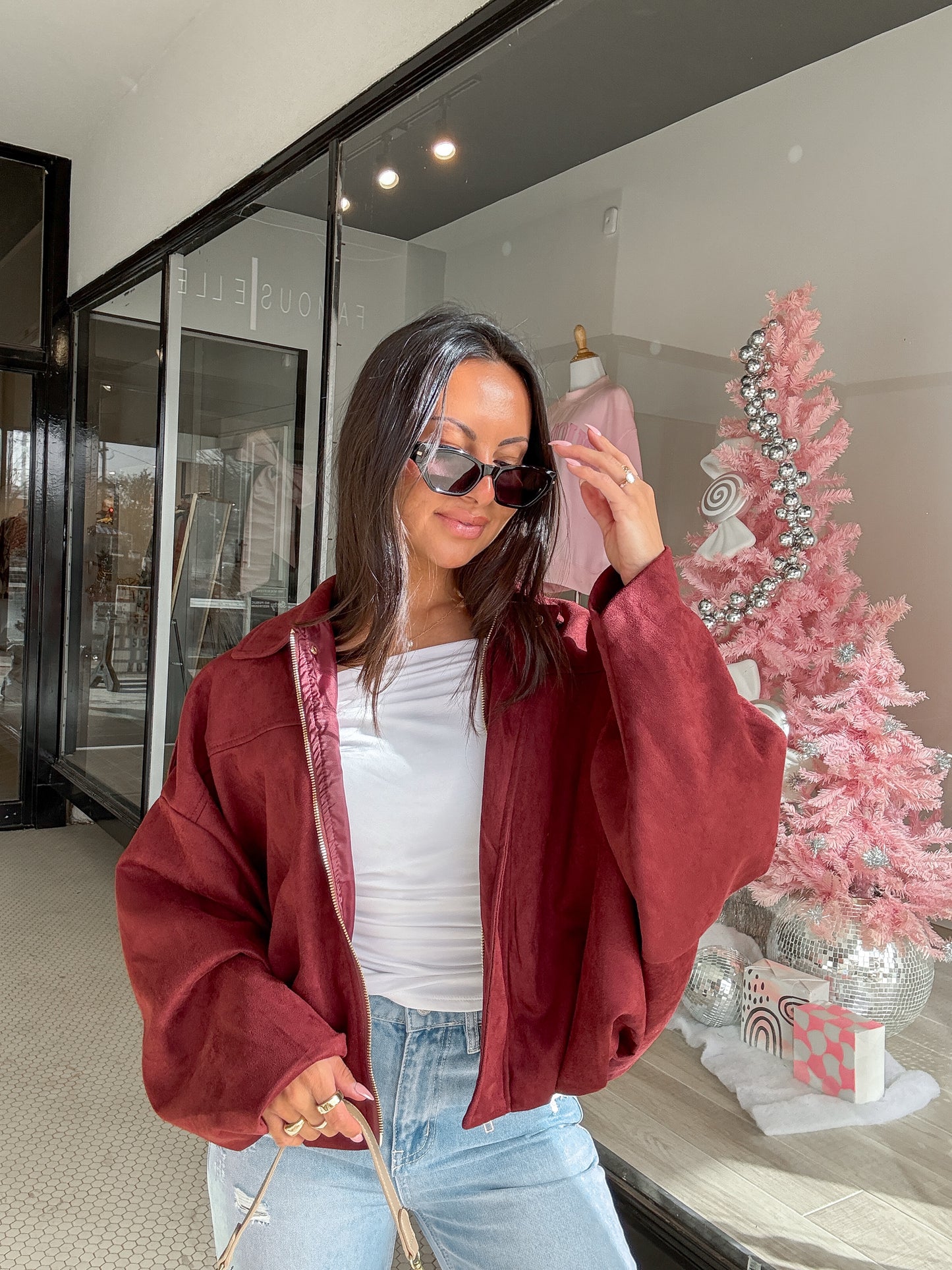 Cranberry Bomber Jacket
