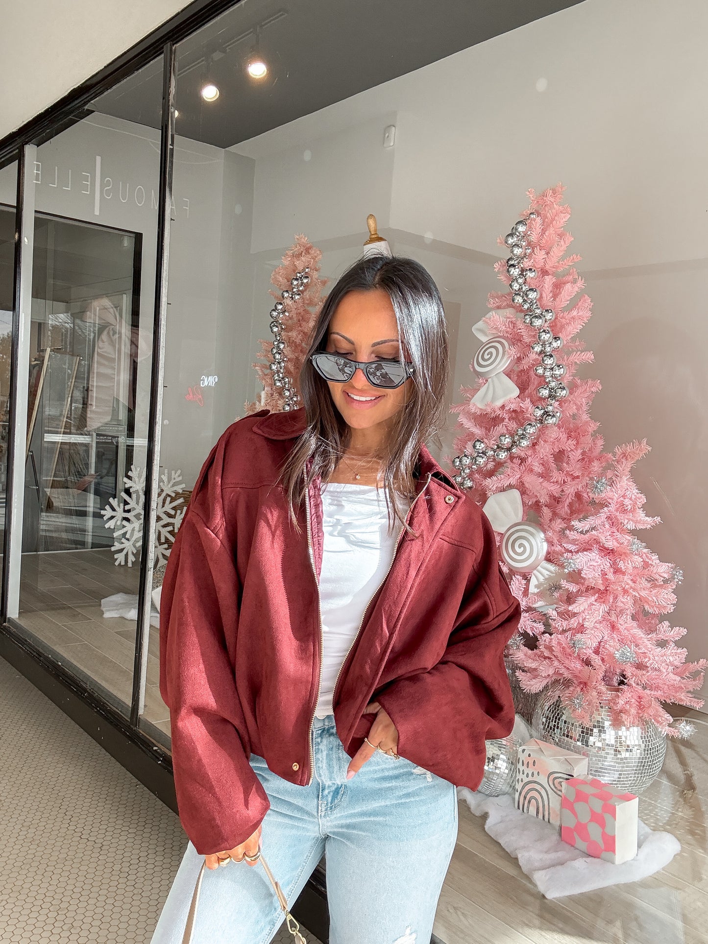 Cranberry Bomber Jacket