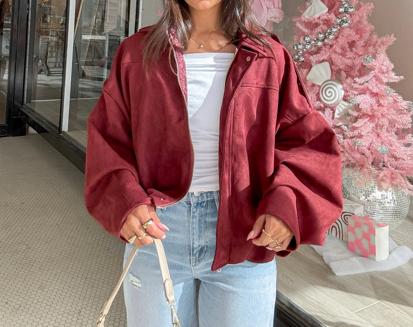 Cranberry Bomber Jacket