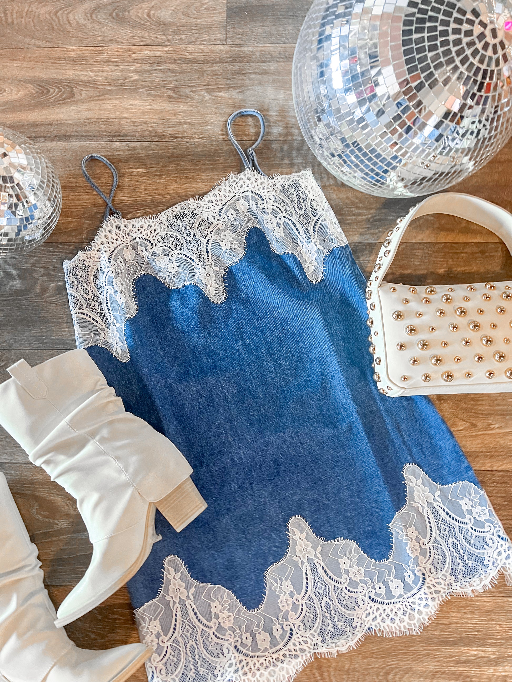 Lace Denim Dress FamousElle Lace Denim Dress FamousElle